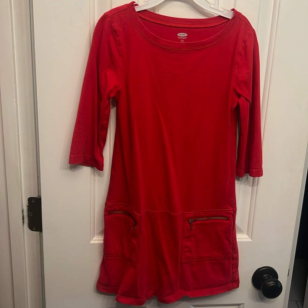 Old Navy Red Zipper Pocket Dress Sz 6/7